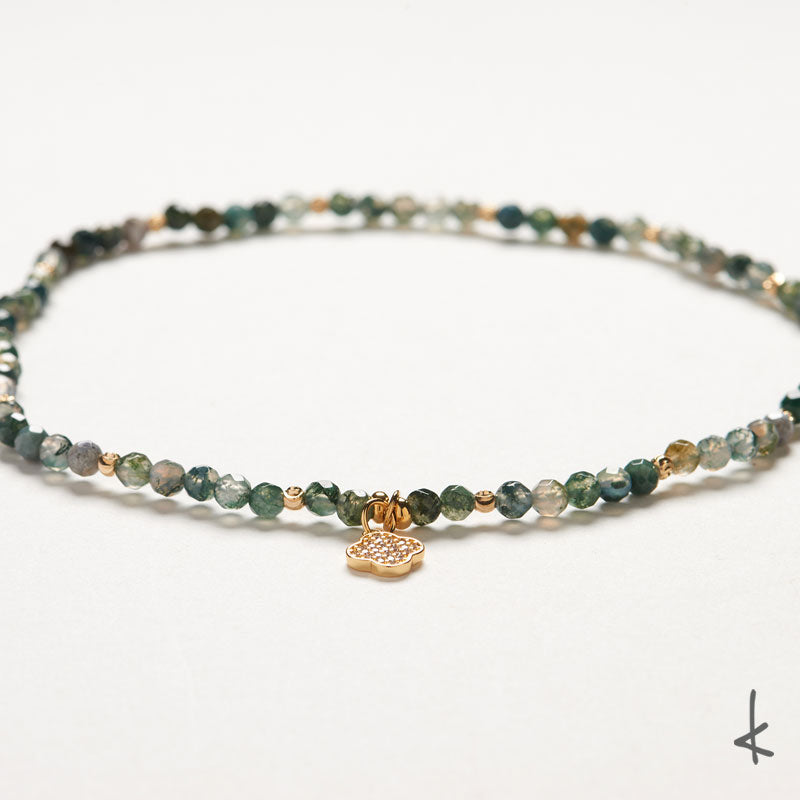 Moss Agate Eternity Gold