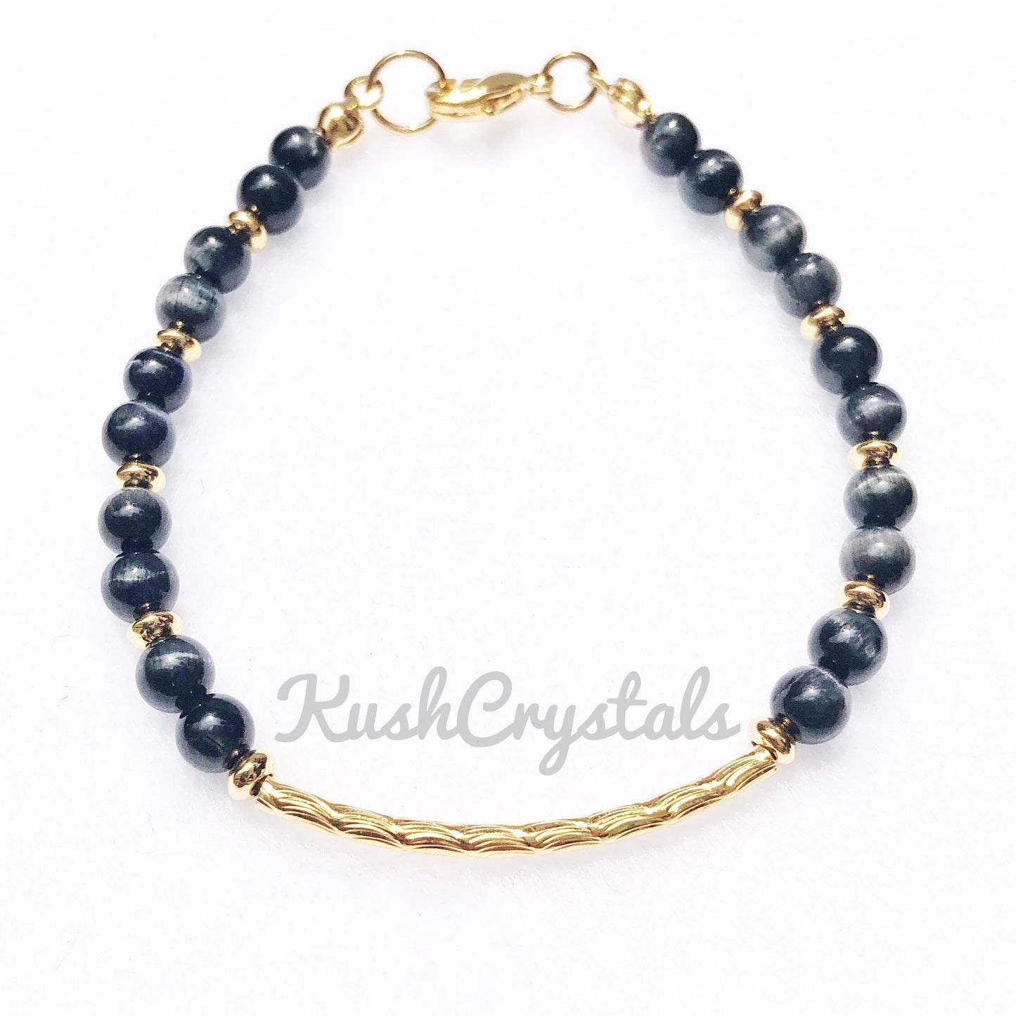 Blue Tiger’s Eye Petite Arc Bracelet