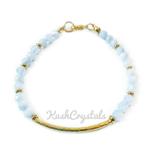 Blue Lace Agate Petite Arc Bracelet