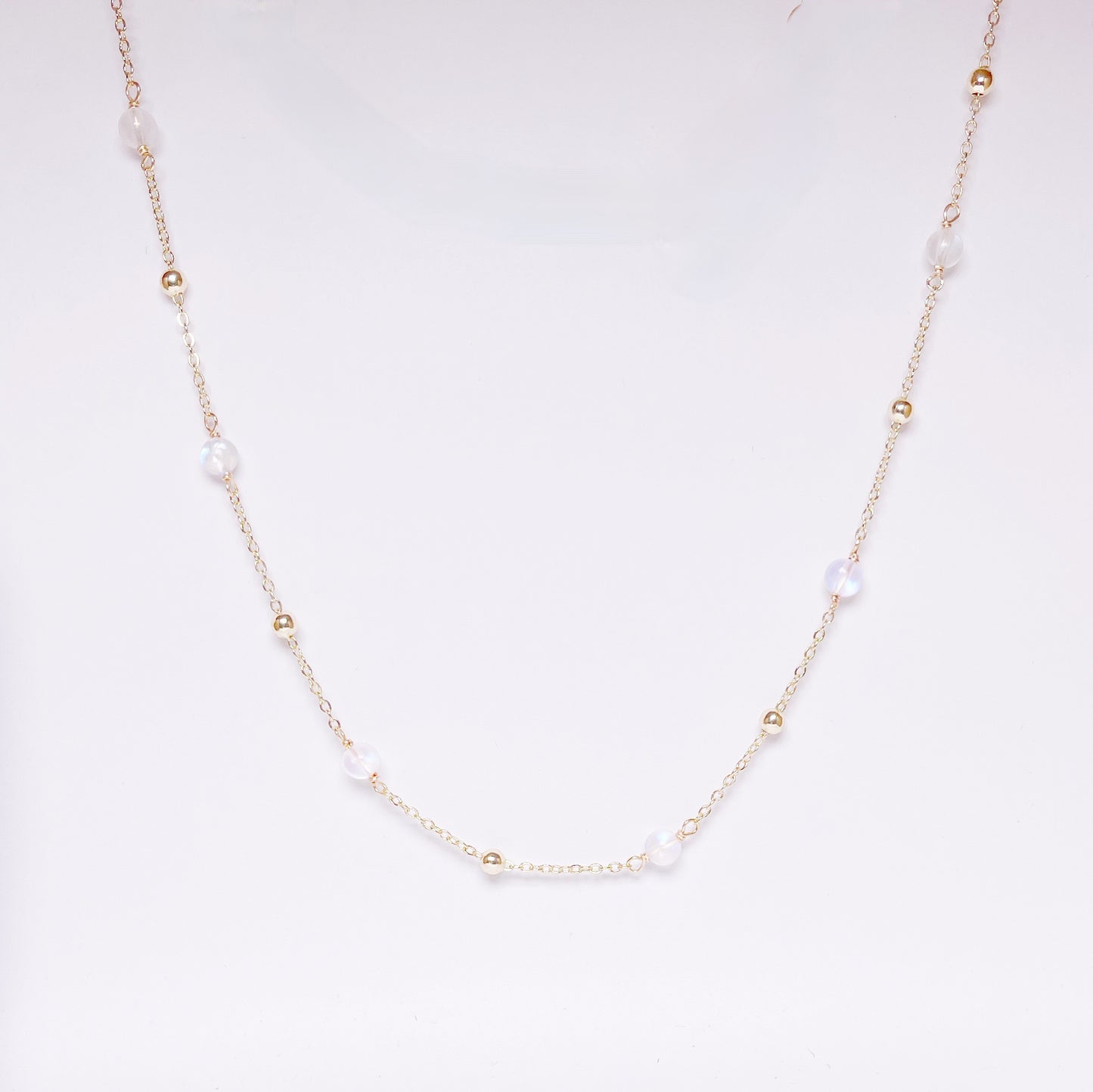 Moonstone fine link necklace