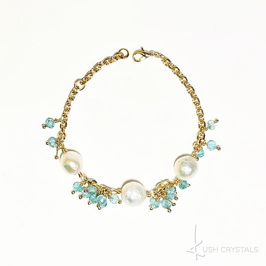 Baroque Pearls With Blue Apatite Bracelet