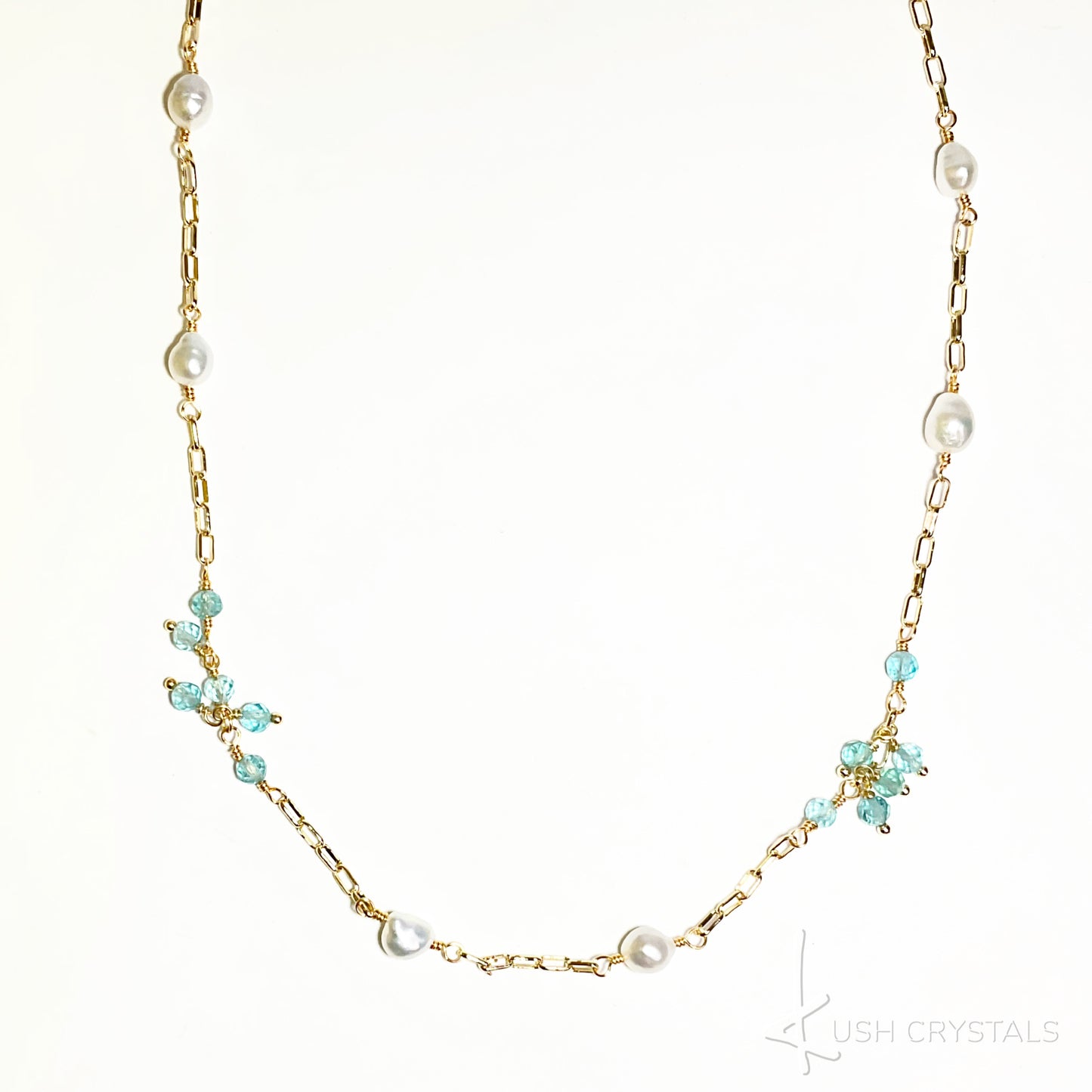 Mini Baroque Pearls With Blue Apatite Choker Necklace