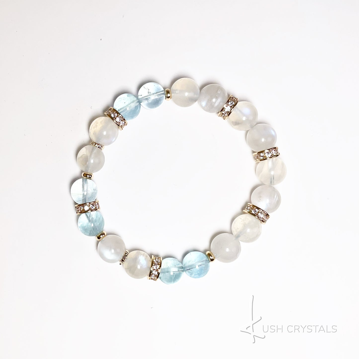 Aquamarine Rainbow Moonstone Bracelet
