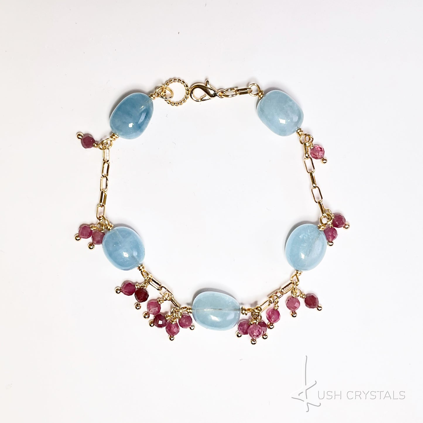 Aquamarine Nuggets Chain Bracelet