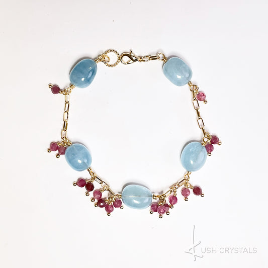Aquamarine Nuggets Chain Bracelet