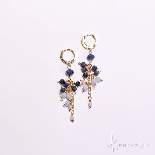 Blue Lace Agate cluster Earrings