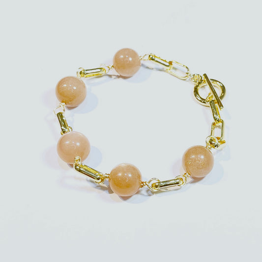 Peach Moonstone Gold Link NEW