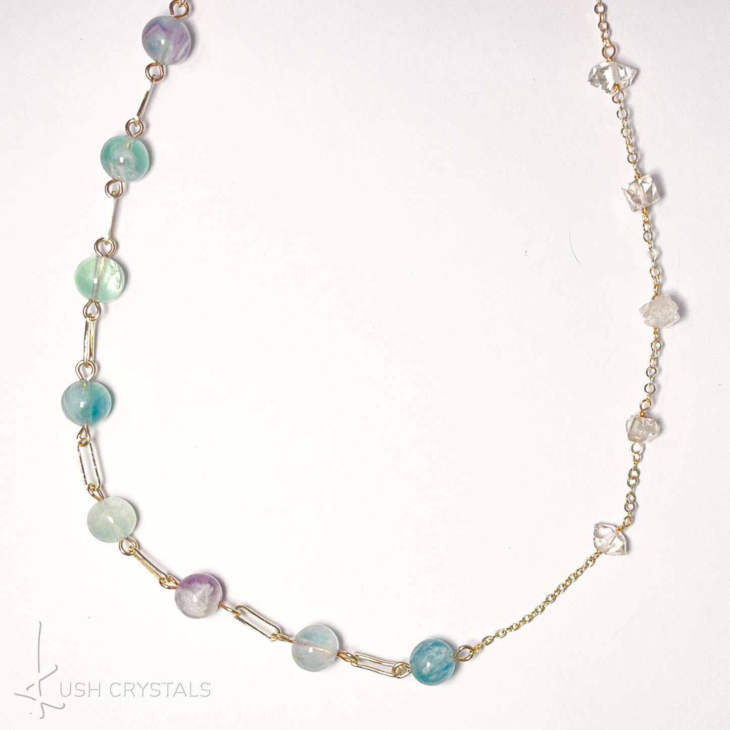 Fluorite Quartz Mid length Necklace