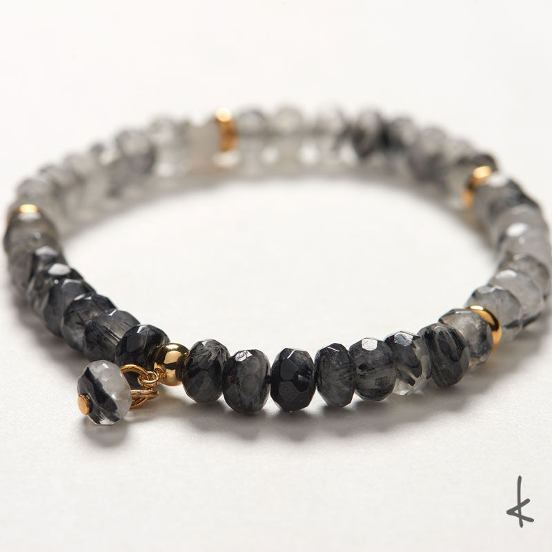 Black Tourmalinated Quartz Bubbles Gold