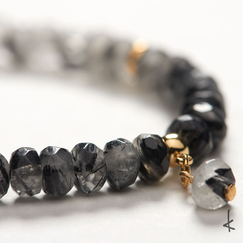 Black Tourmalinated Quartz Bubbles Gold