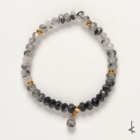 Black Tourmalinated Quartz Bubbles Gold