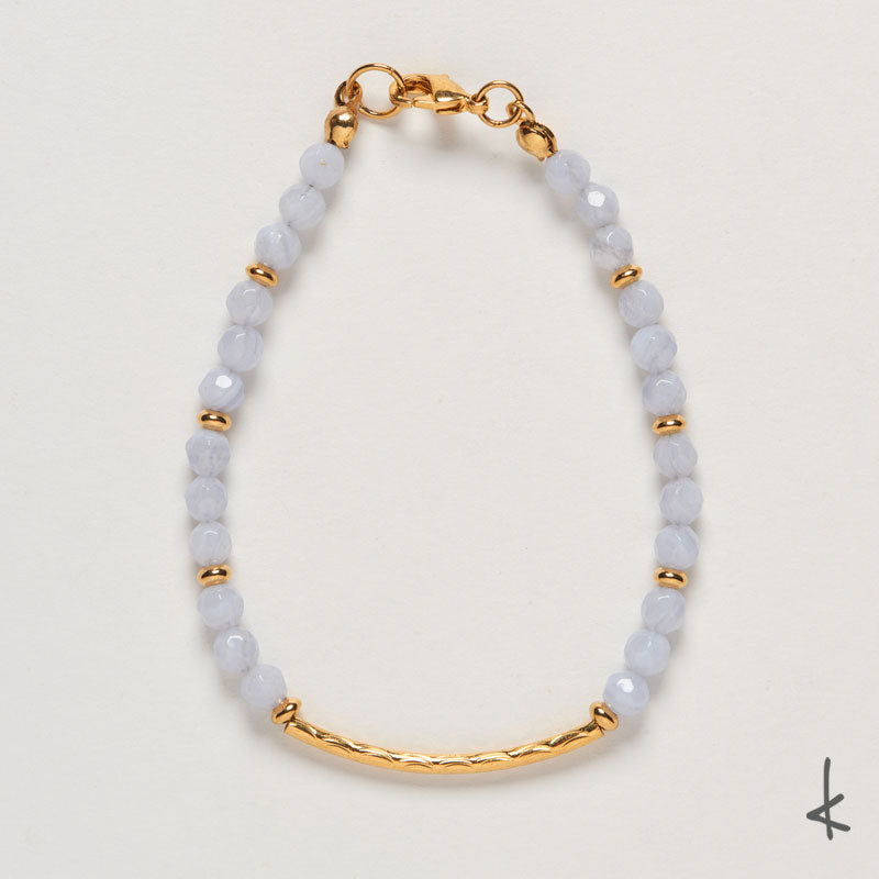 Blue Lace Agate Petite Arc Gold