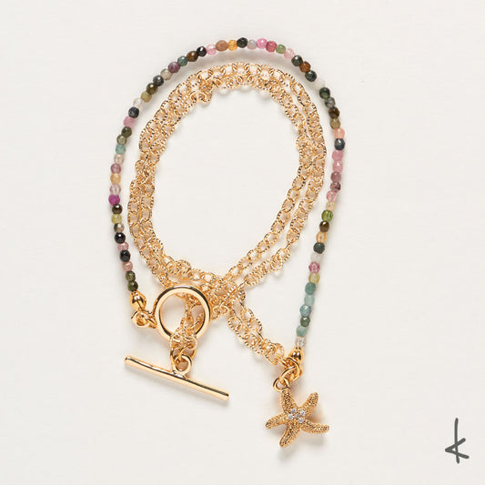 Mixed Tourmaline Eternity Link Gold