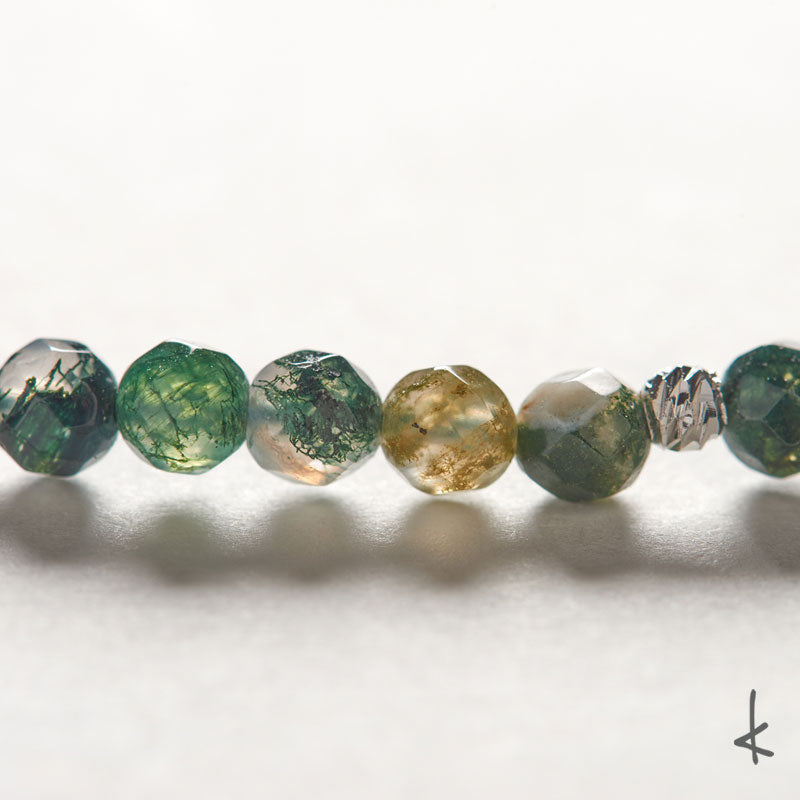 Moss Agate Eternity Gold