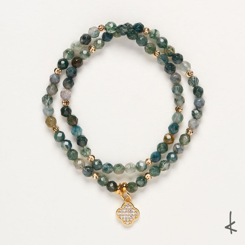 Moss Agate Eternity Gold