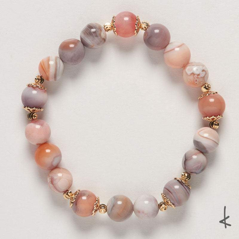 Pink Botswana Agate Ensō Gold