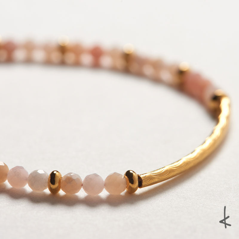 Pink Opal Petite Arc Gold