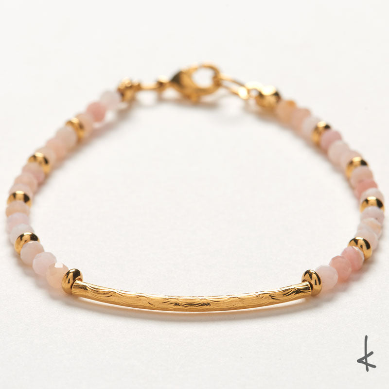 Pink Opal Petite Arc Gold