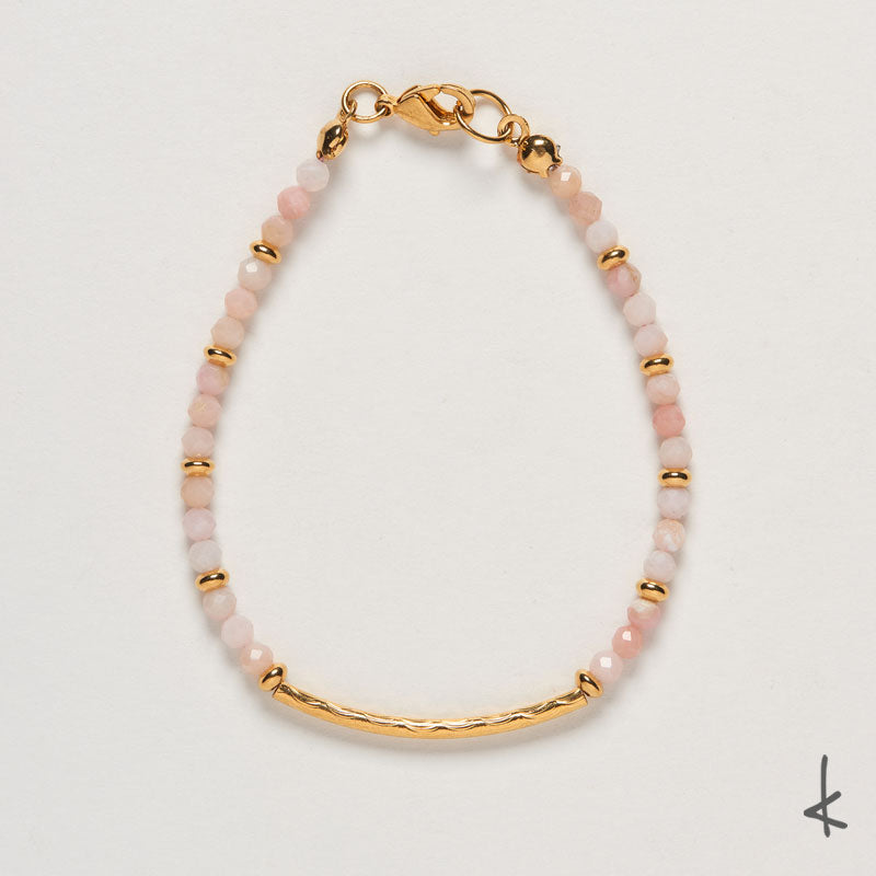 Pink Opal Petite Arc Gold