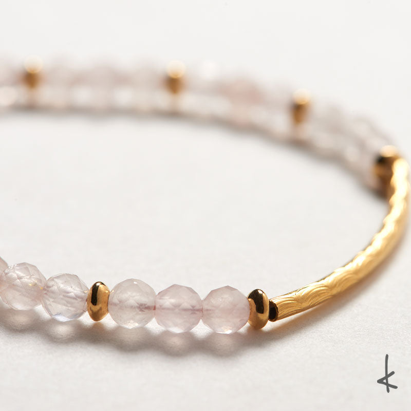 Rose Quartz Petite Arc Gold