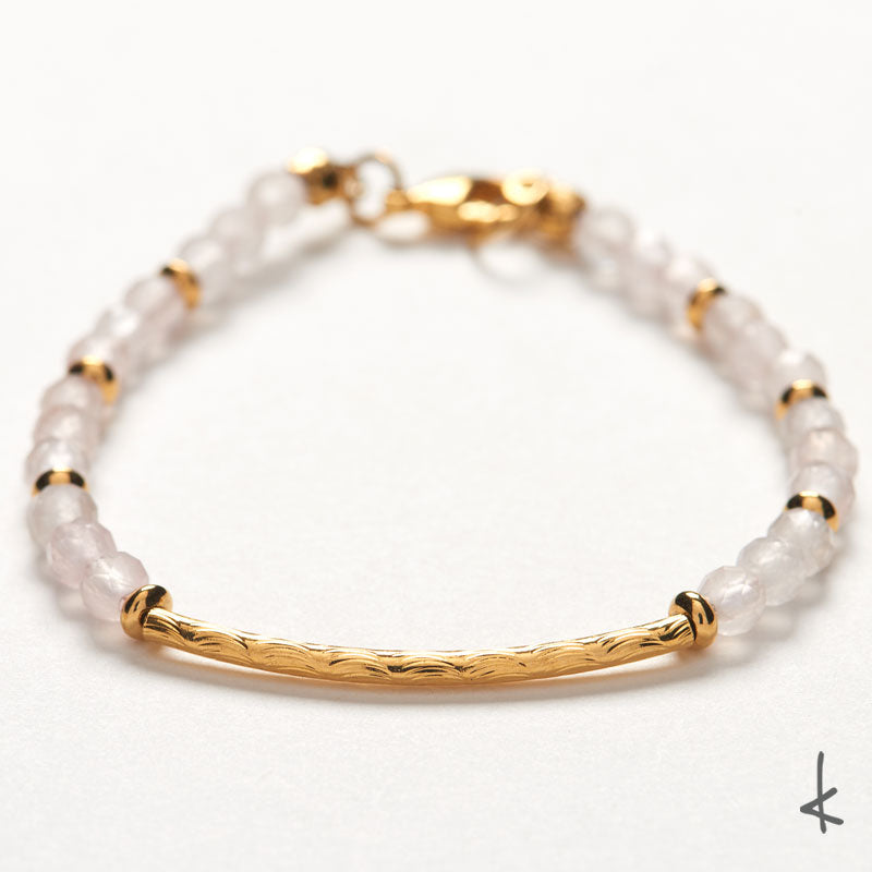 Rose Quartz Petite Arc Gold