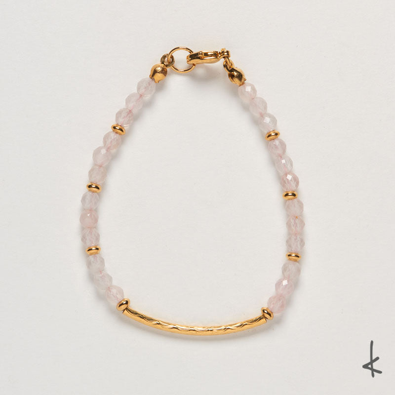 Rose Quartz Petite Arc Gold