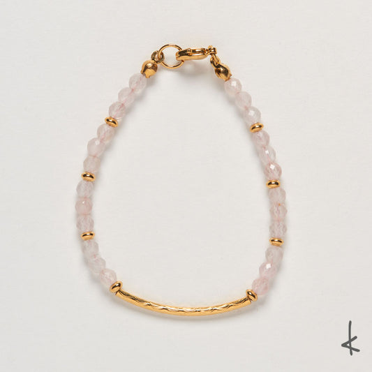 Rose Quartz Petite Arc Gold