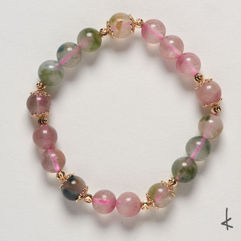 Watermelon Tourmaline Ensō Gold