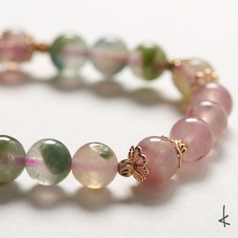 Watermelon Tourmaline Ensō Gold