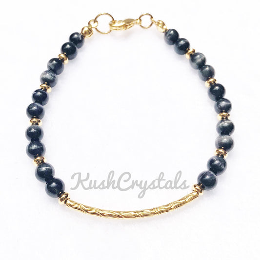 Blue Tiger’s Eye Petite Arc Bracelet
