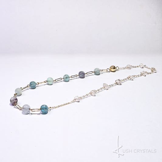 Fluorite Quartz Mid length Necklace