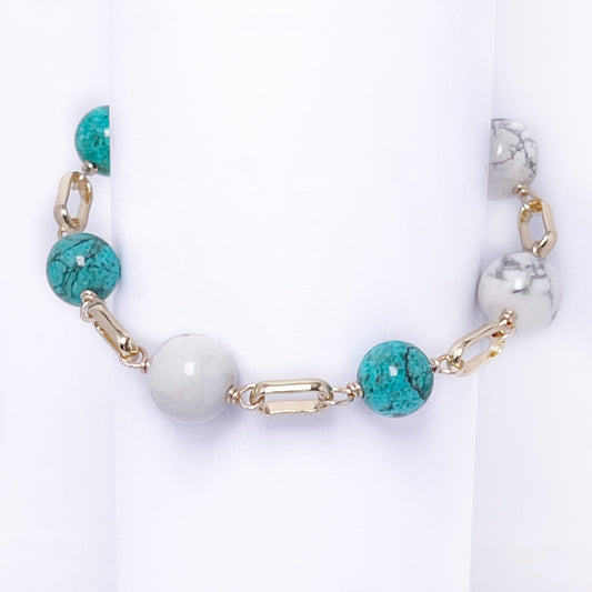 Howlite / Chrysocolla Gold Link NEW
