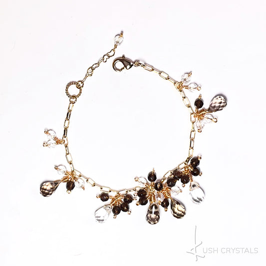 Smokey Quartz Drops Link Bracelet