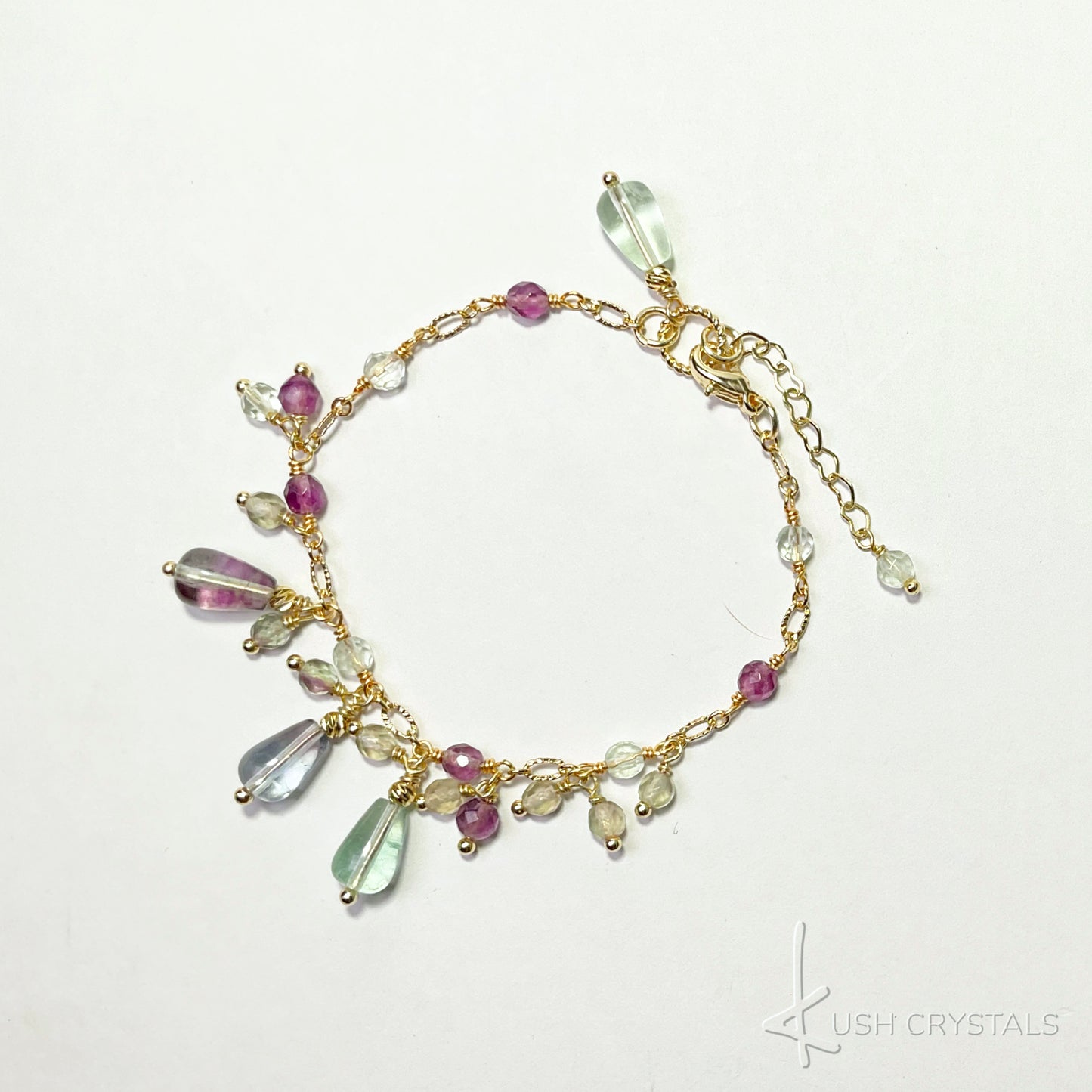 Fluorite Drops Chain Bracelet