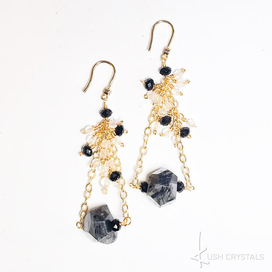 Tourmalinated Quartz Nugget Earrings