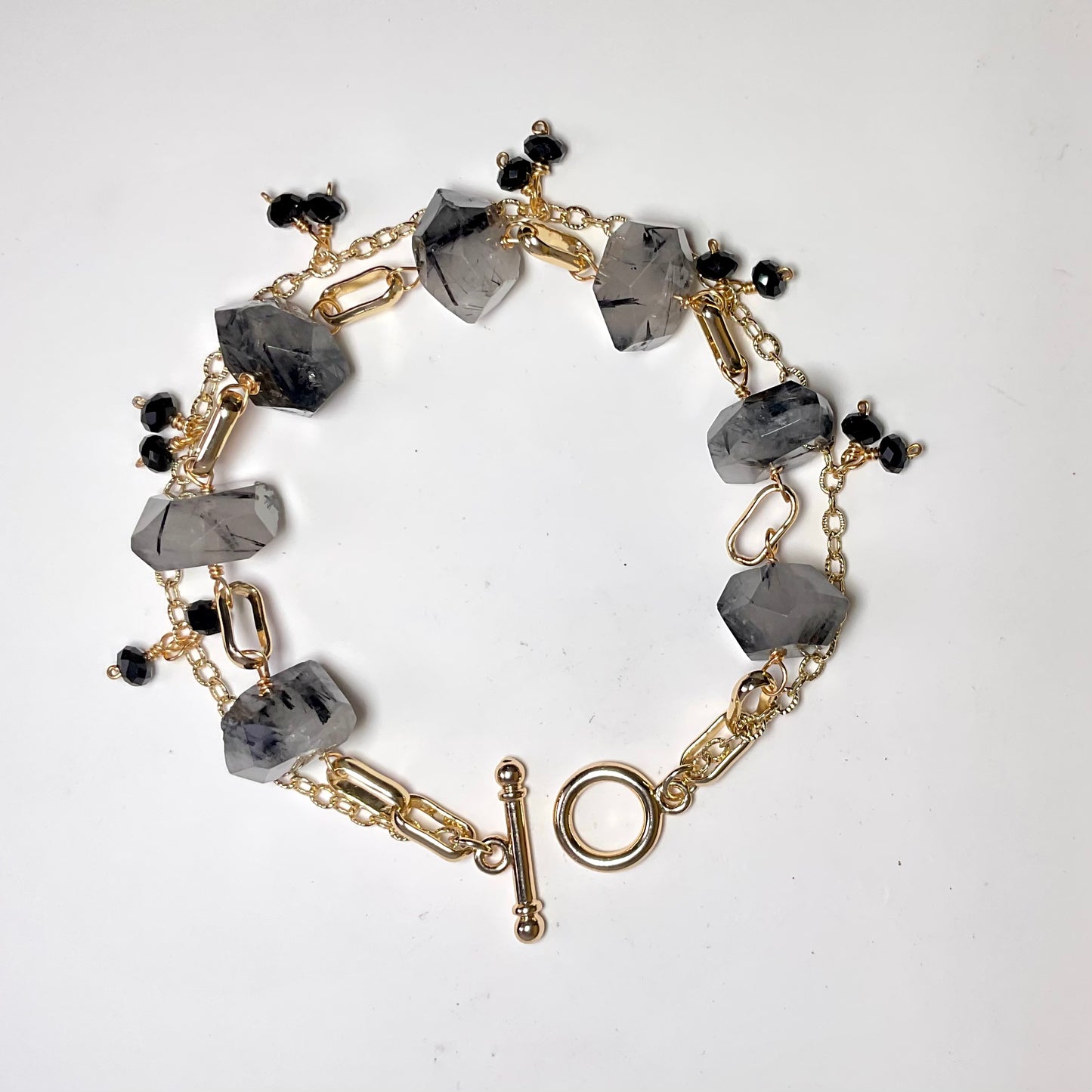 Tourmalinated Quartz Toggle Link Bracelet