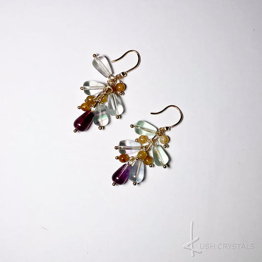 Fluorite Drops Cluster Earrings