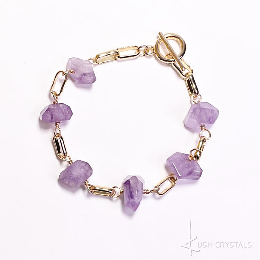 Lavender Amethyst Gold Link