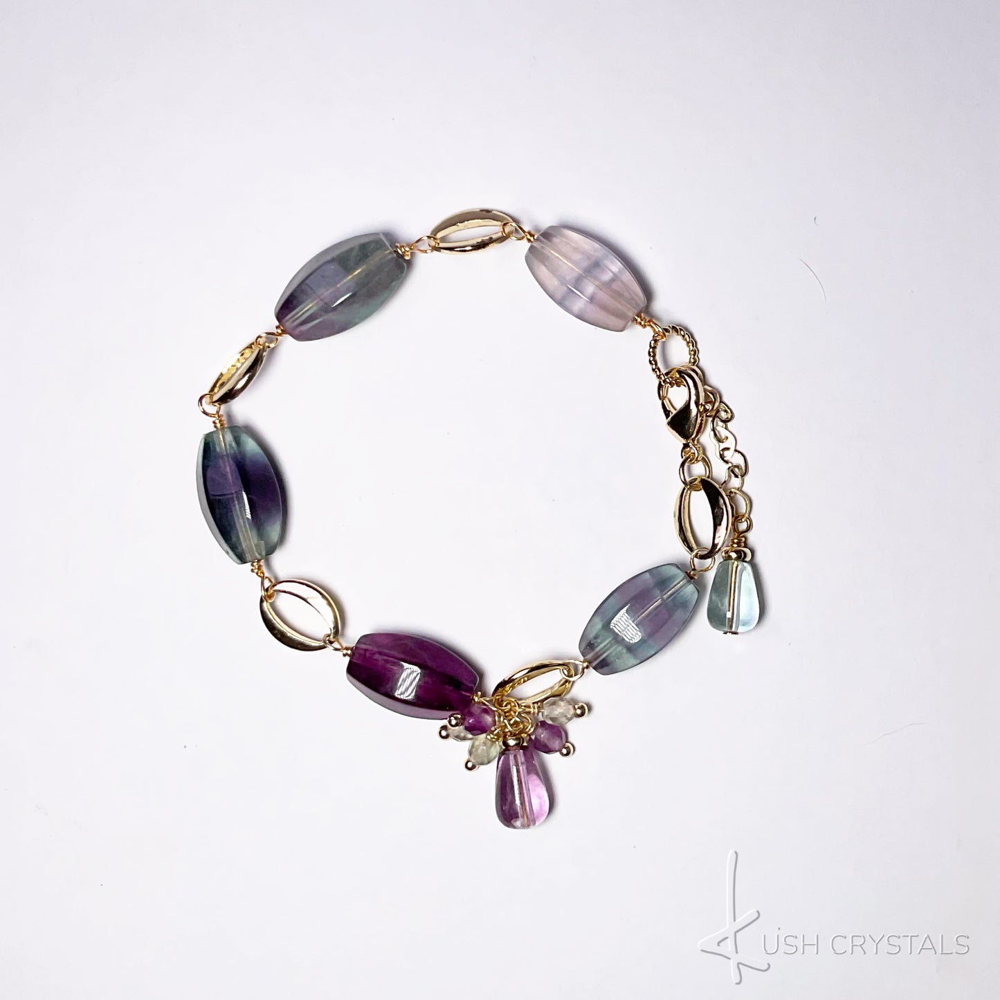 Fluorite Barrel Chain Bracelet