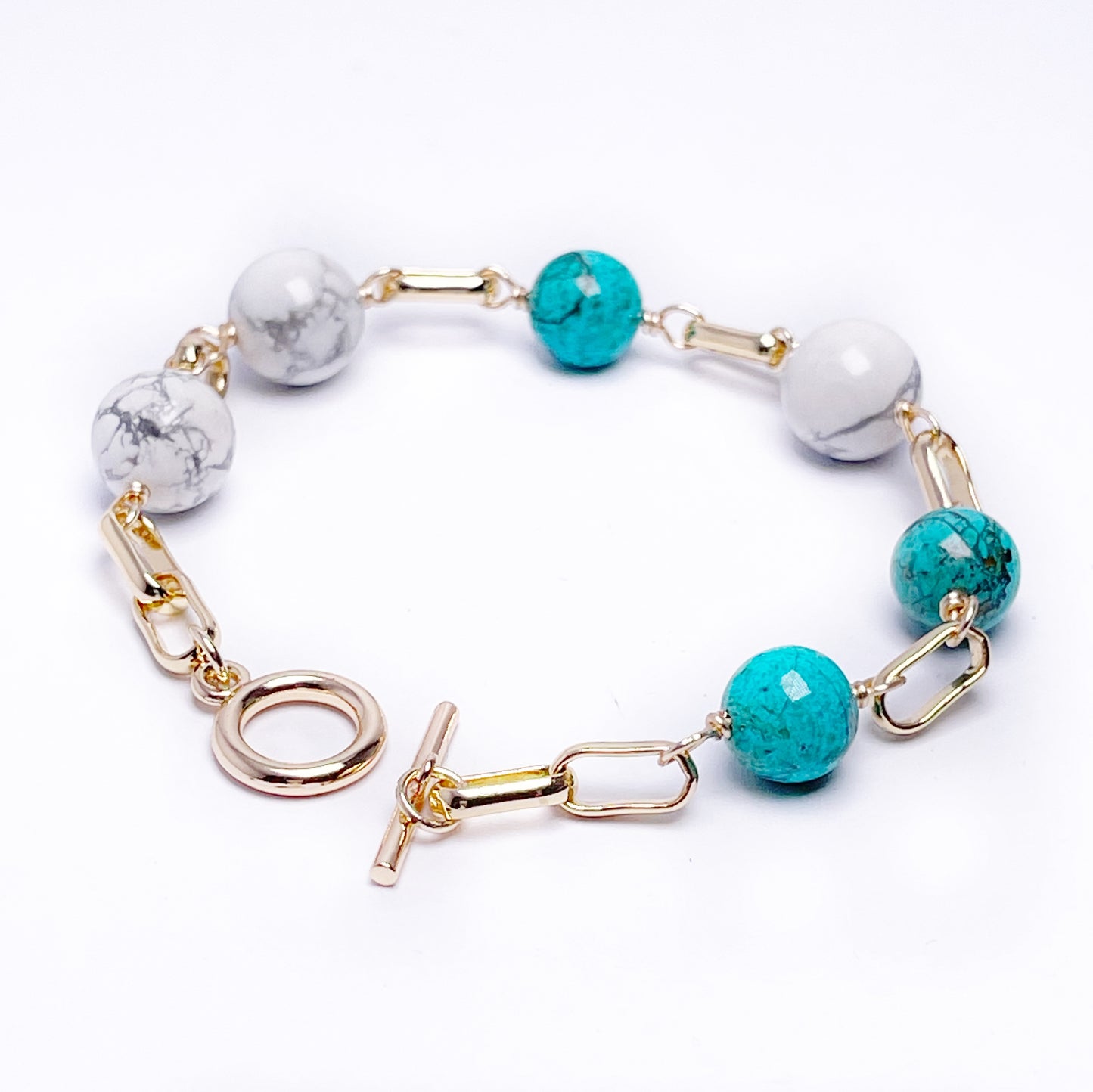 Howlite / Chrysocolla Gold Link NEW