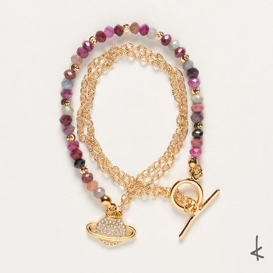 Mixed Rubies Eternity Link Gold