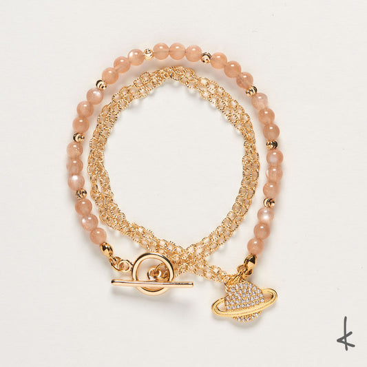 Peach Moonstone Eternity Link Gold
