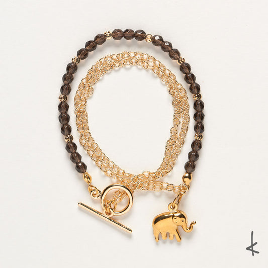 Smokey Quartz Eternity Link Gold